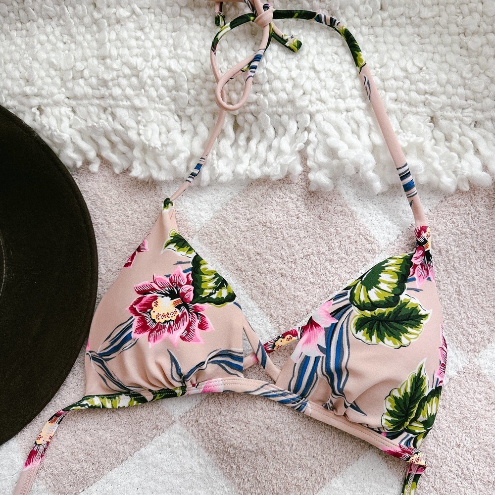 Tori Praver Swimwear Seafoam M floral bikini top